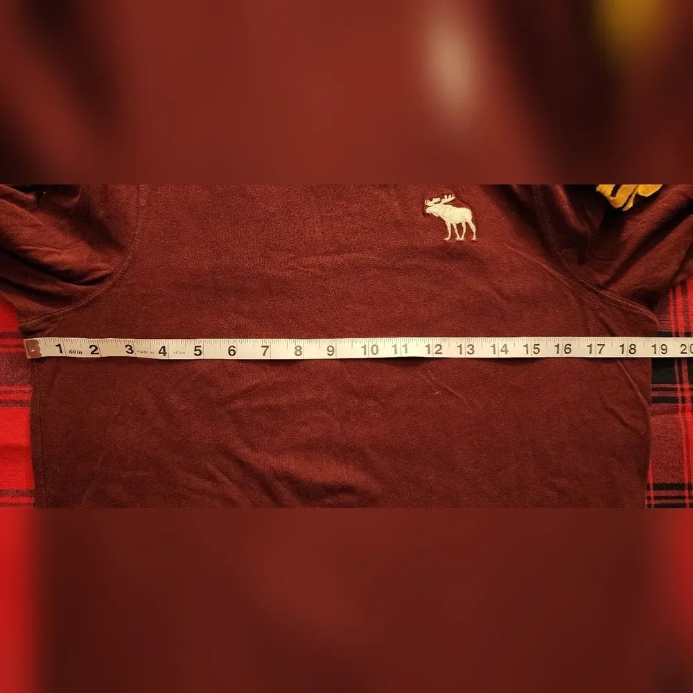 Abercrombie Muscle‎ Long Sleeve Tee Y2K Logo Burgundy Men XS Youth XL Women S